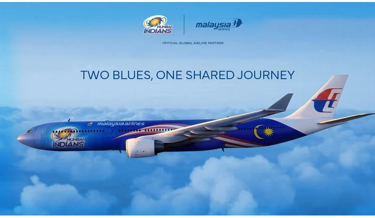 Go Blue! Mumbai Indians-themed Aeroplane Debuted By Malaysia Airlines